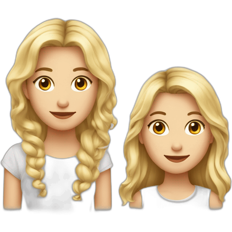 Fille blonde cheveux long ondulé avec garçon cheveux mi long brun en couple emoji