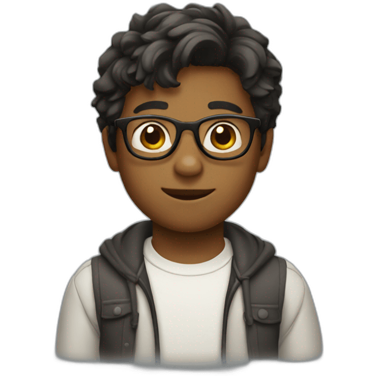 Boy with glasses and medium hair  emoji