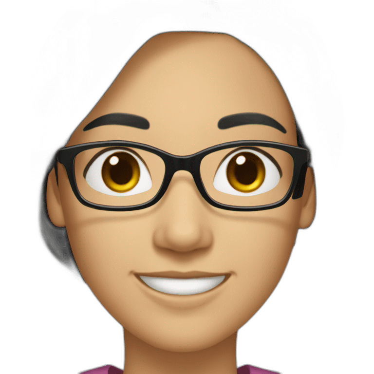 a woman wearing glasses with shoulder-length black hair, white skin, narrow eyes, was smiling emoji