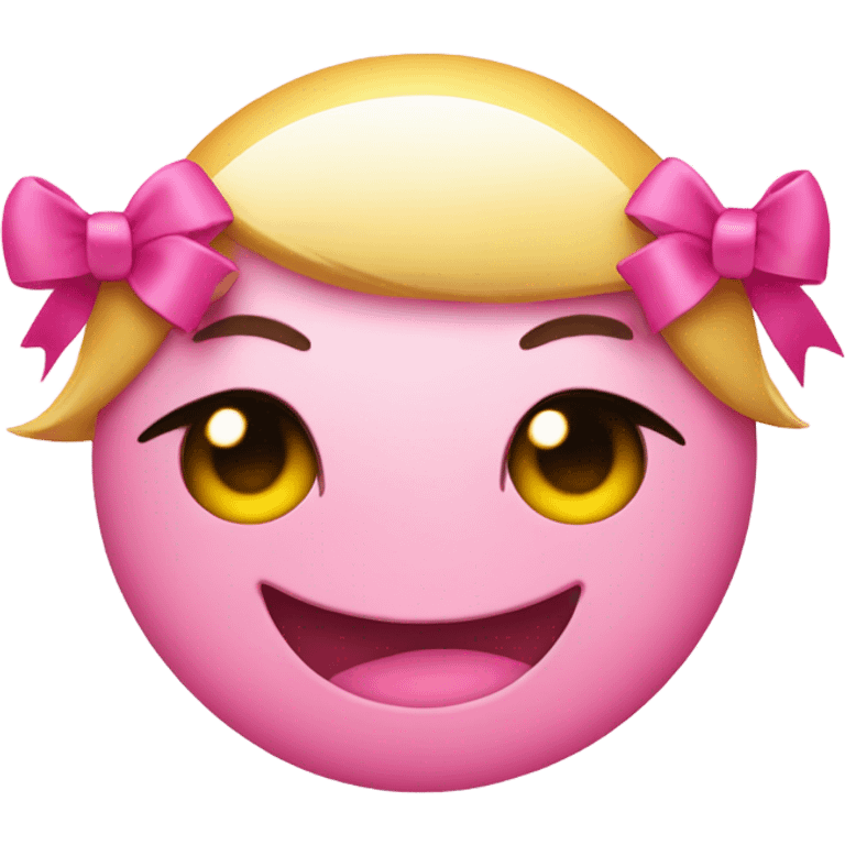 Smiley with pink little bows and eyelashes  emoji