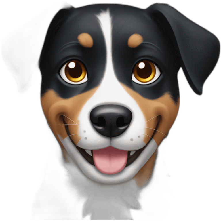 happy black dog next to calico cat emoji