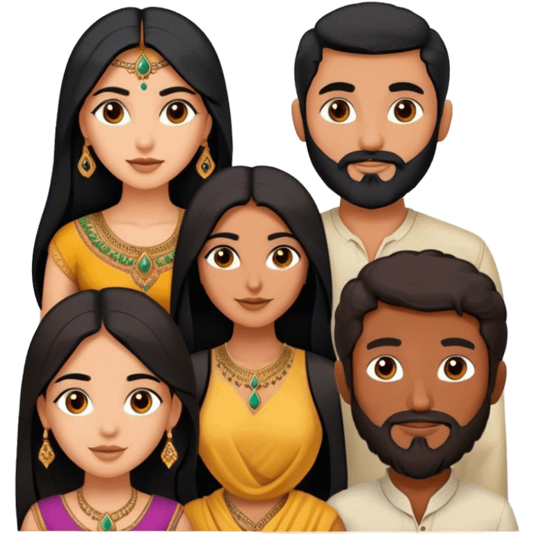 one Persian girl, one Indian girl, one Moroccan man, one black man, one Egyptian man emoji