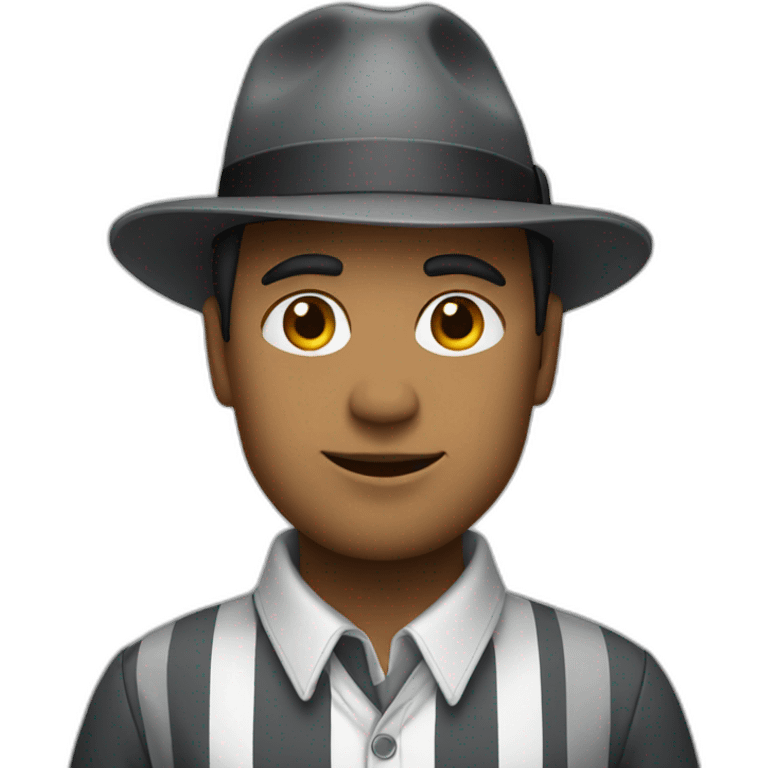 Man wearing fedora with white stripe emoji