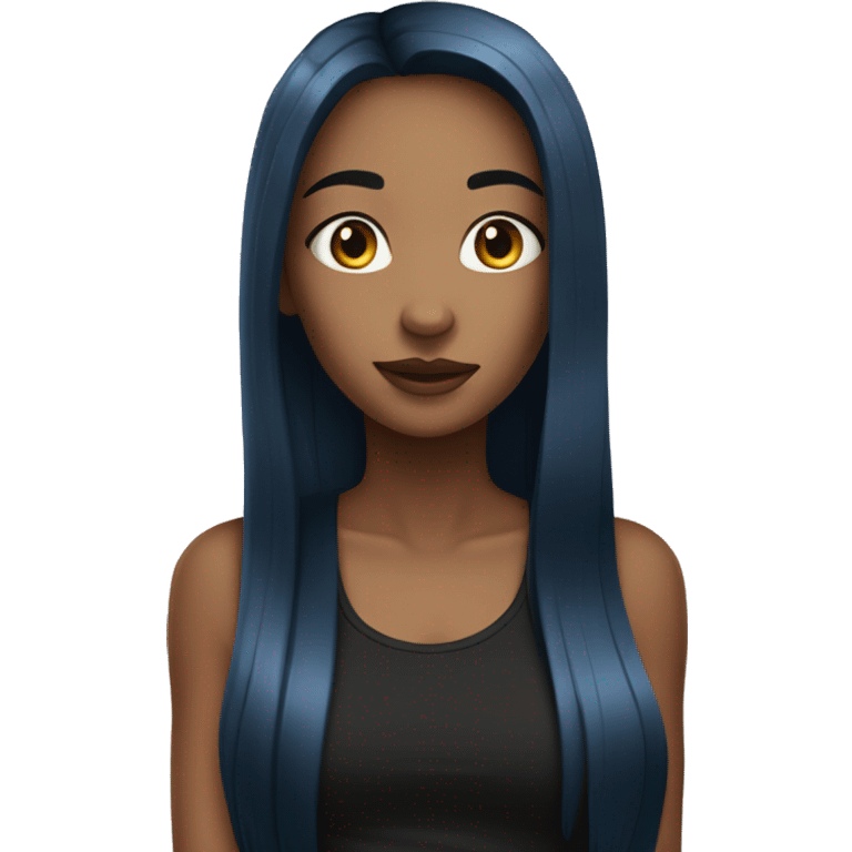 girl with long straight dark blue hair wearing black tank top  emoji