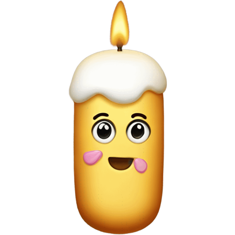 Cream filled Twinkie candle with big eyes ￼ emoji