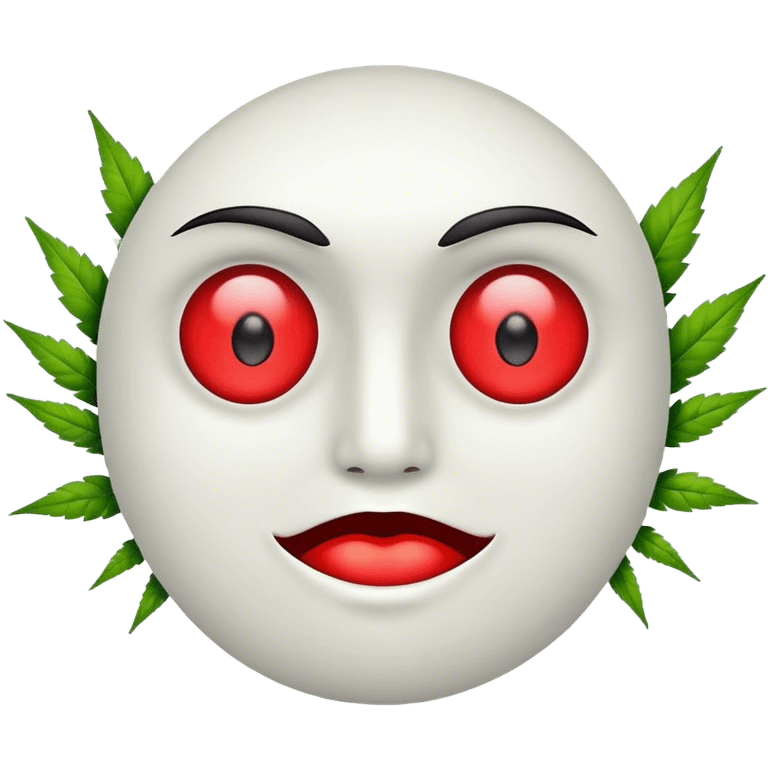 face with red eyes and weed emoji