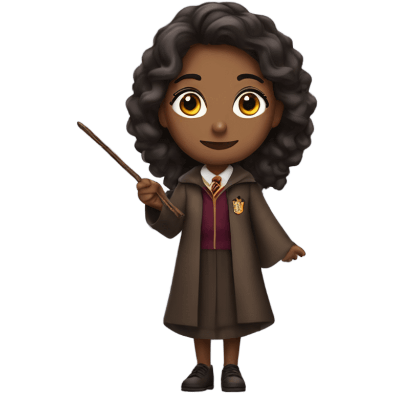 Brown-skinned women with Harry Potter outfit wand emoji