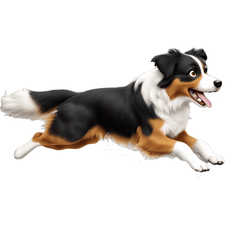 Australian shepherd jumping over anvil emoji