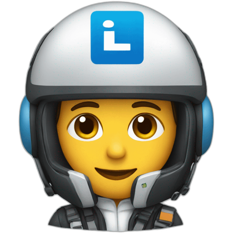 PILOT WITH THE LINKEDIN LOGO ON THEIR HELMET emoji