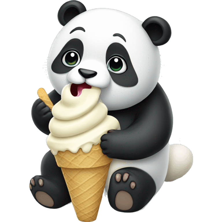 Panda eating ice cream emoji