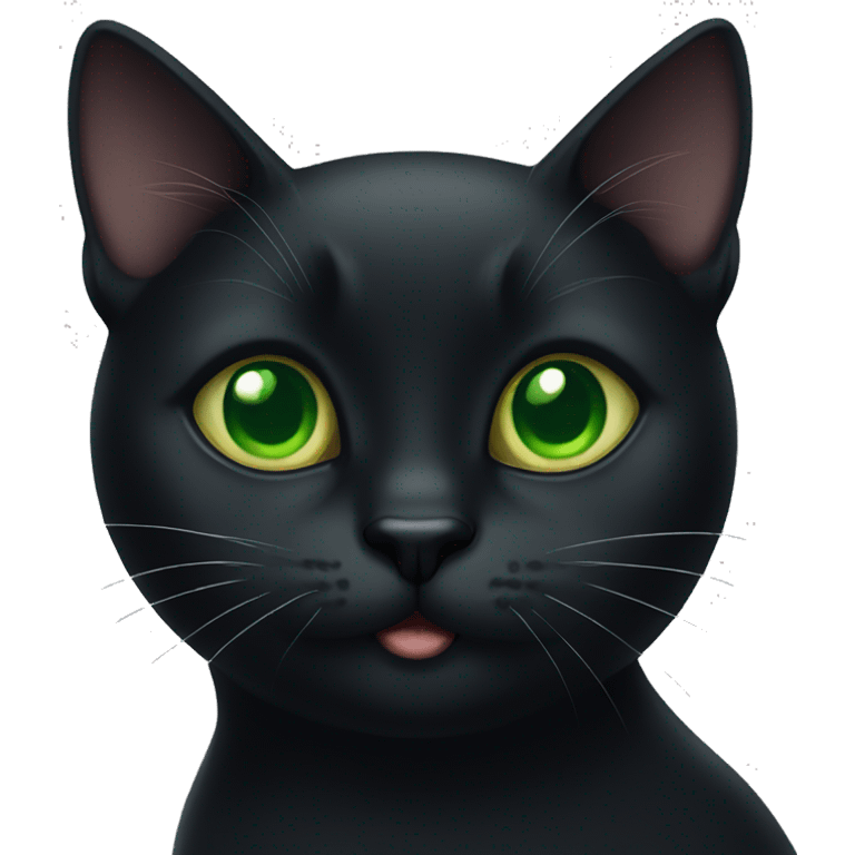 Black cat with green eyes emoji