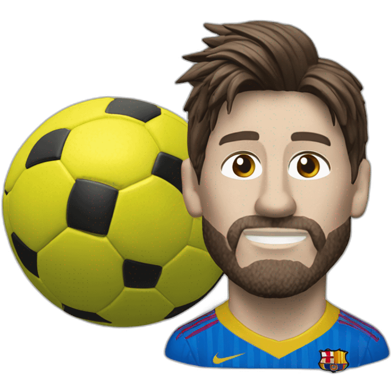 lionel messi with hair from polyurethane foam kicking soccer ball emoji