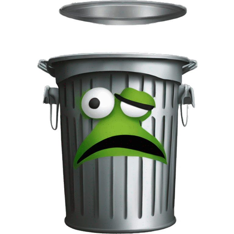 oscar the grouch inside metal trash can emoji