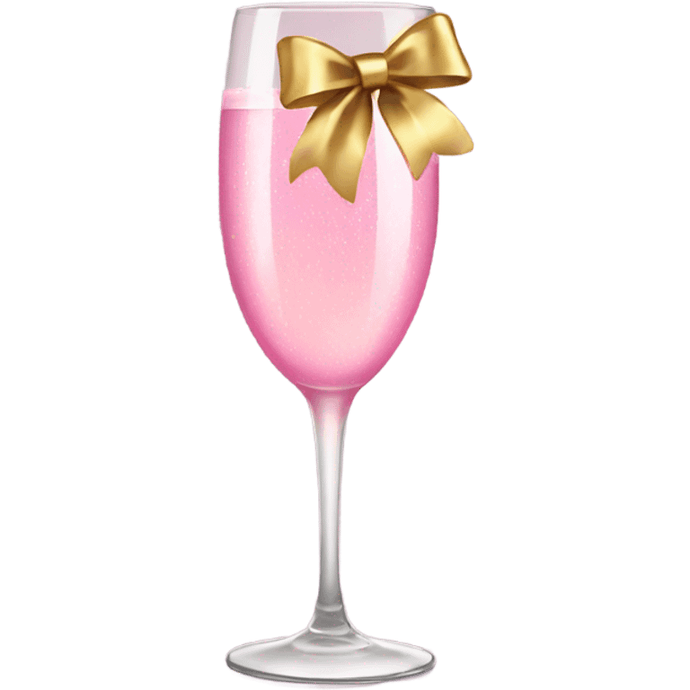 Pink champagne glass with gold bow emoji