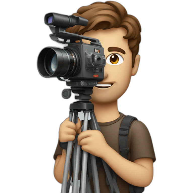 European film director with brown piled short hair holding a cinema camera emoji