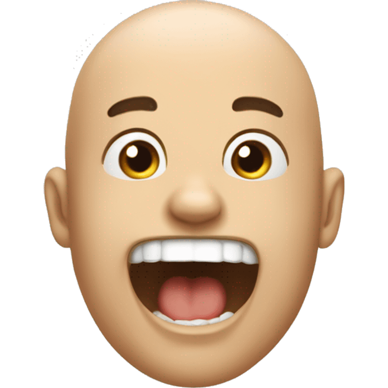 Really positive canthal tilt, mouth open, drooling, kinda special, bald emoji