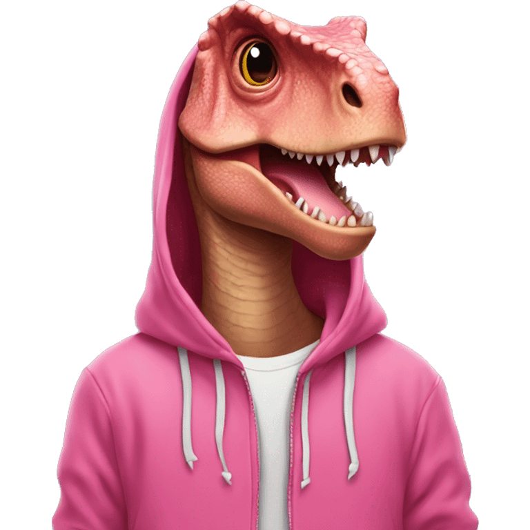 dinosaure with a pink hoodie emoji