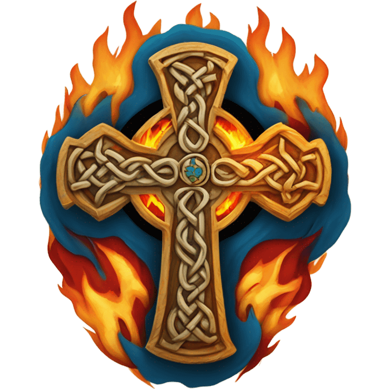 Celtic cross with Earth on fire  emoji