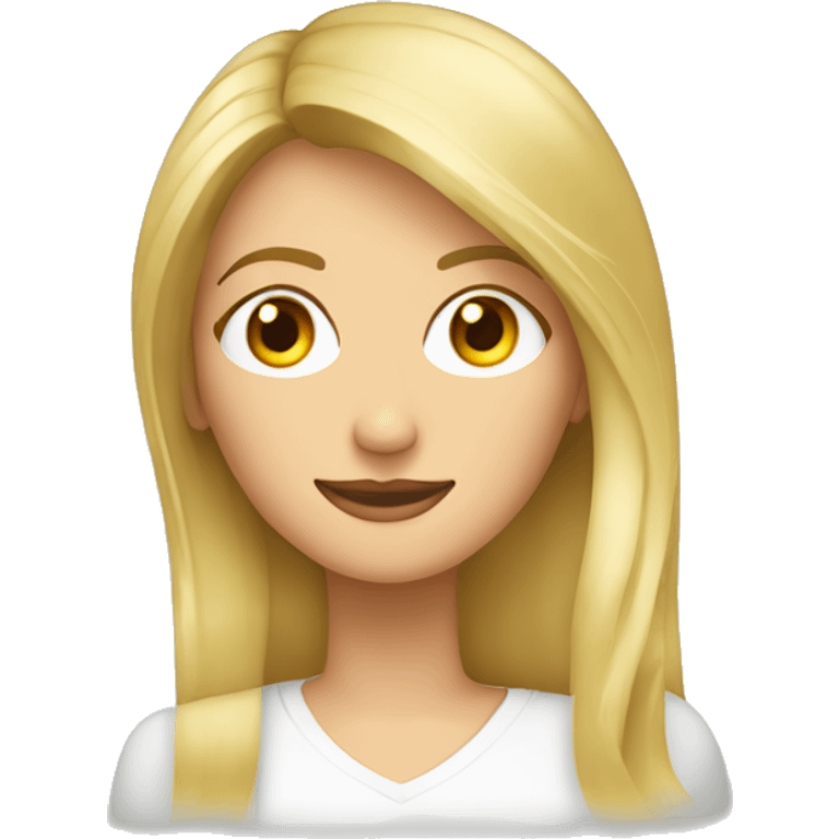 mujer rubia pelo largo maestra música ojos claros emoji