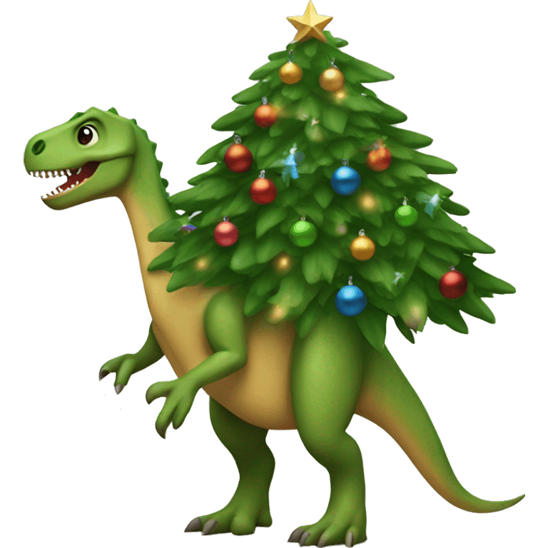 Dinosaur with Christmas tree  emoji