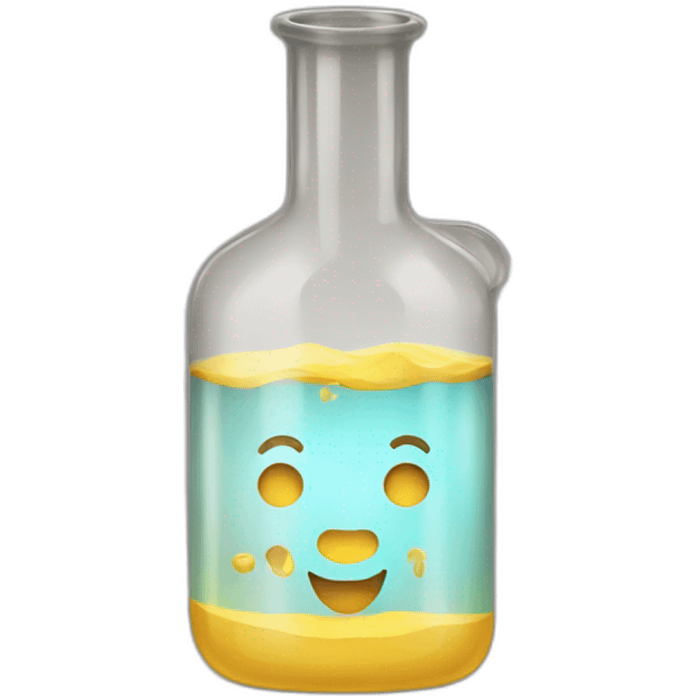 lab flask with happy smiling emoji emoji