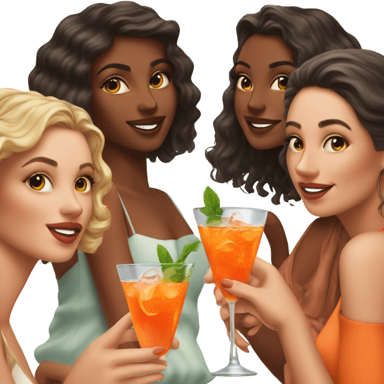 Five beautiful girls drinking aperol emoji