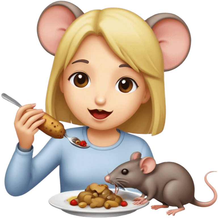 girl eating rat  emoji