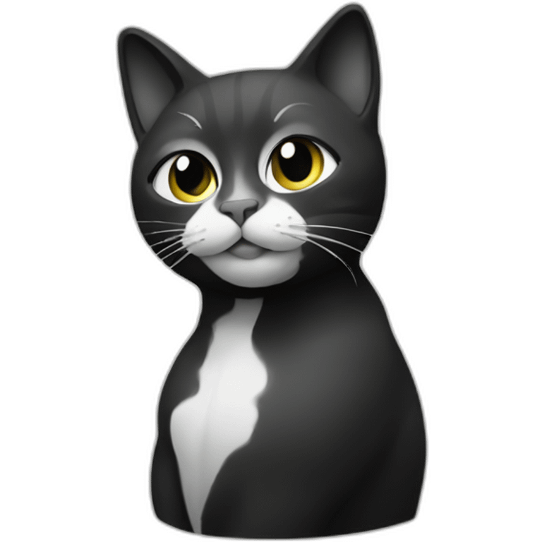 Cat black and white rap emoji