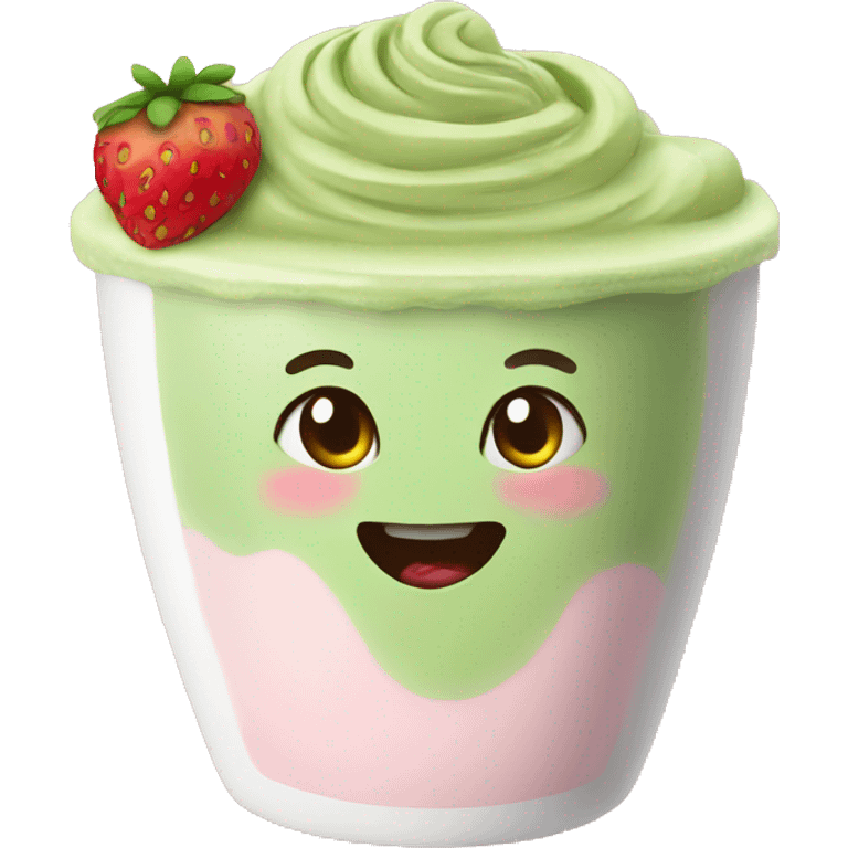 Strawberry matcha latte emoji