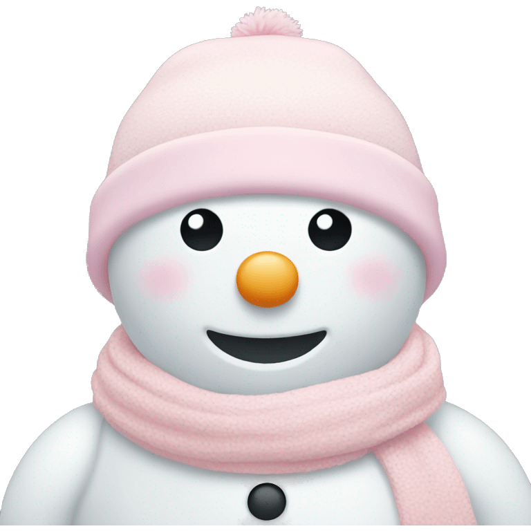 Cute white and light pink snowman emoji