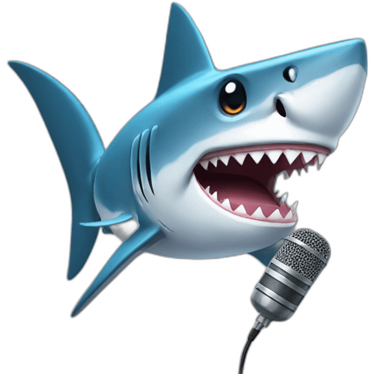 shark with microphone emoji