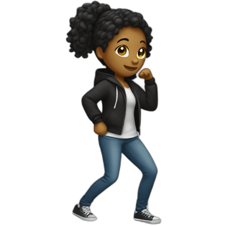 A black teenage girl dabbing  emoji