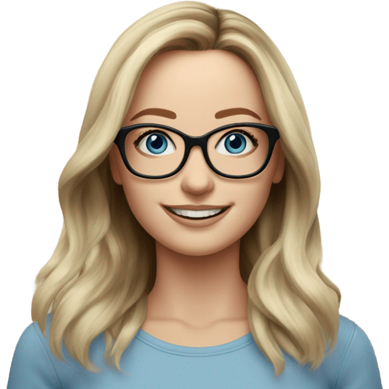 Shoulder length Balayage pale Realistic woman with glasses and blue eyes happy  emoji