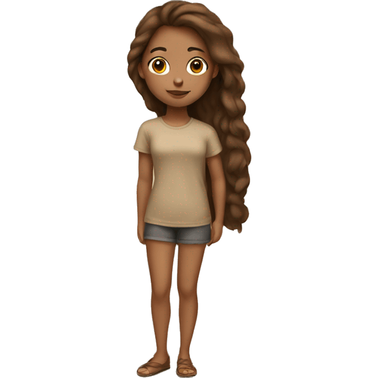 Tan girl with brown hair painting emoji