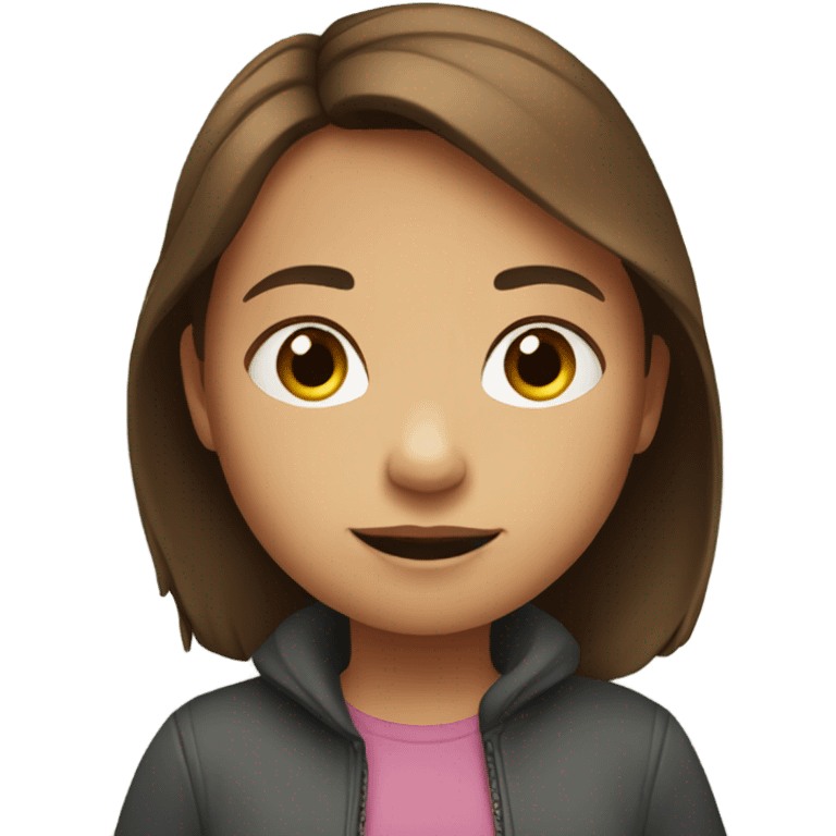 Little brown hair girl standing on a road  emoji