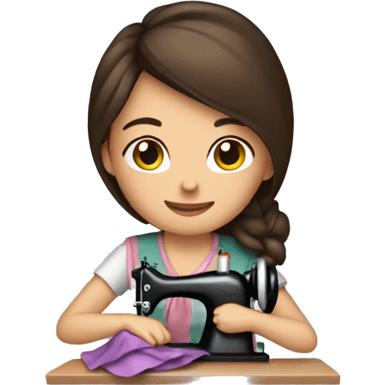 Brunette girl sewing  emoji