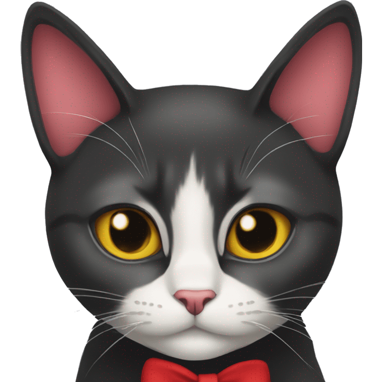 gigi the black cat with a red bow tie emoji