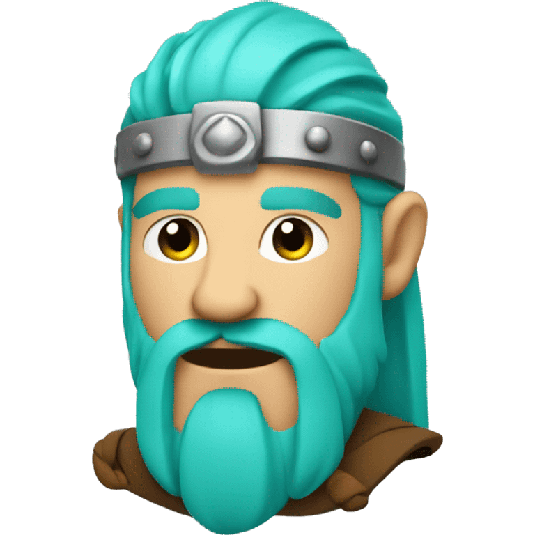 Winking Viking with cyan and green hair and beard emoji