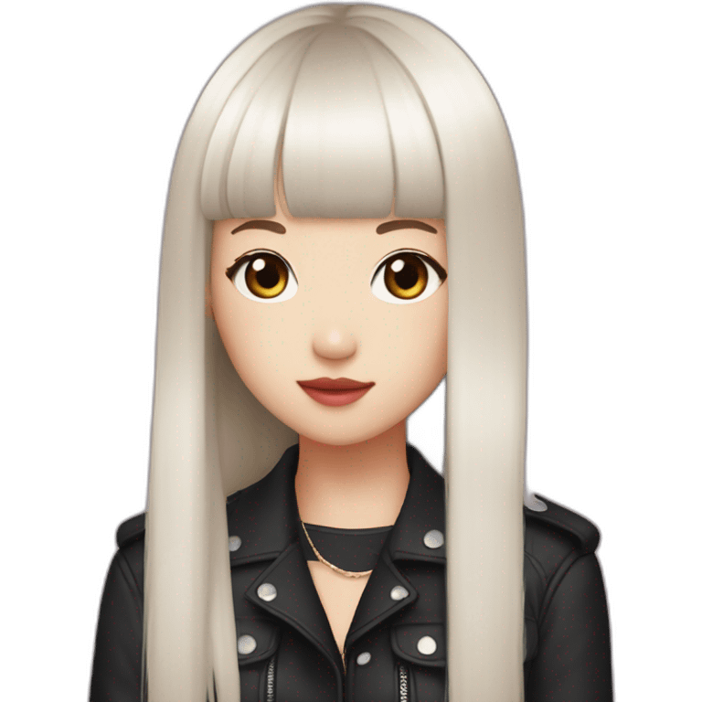 Lisa from blackpink with dark hair emoji