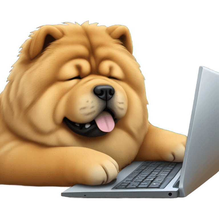 chow chow sleeping on computer keyboard emoji