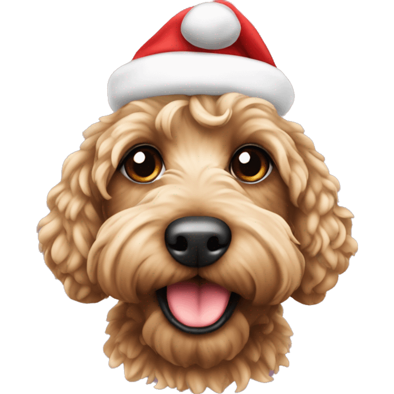 Cockapoo with a christmas hat emoji