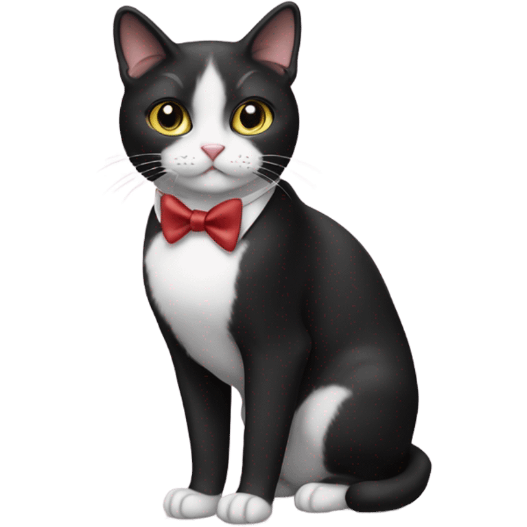 A tuxedo cat with a bow tie emoji