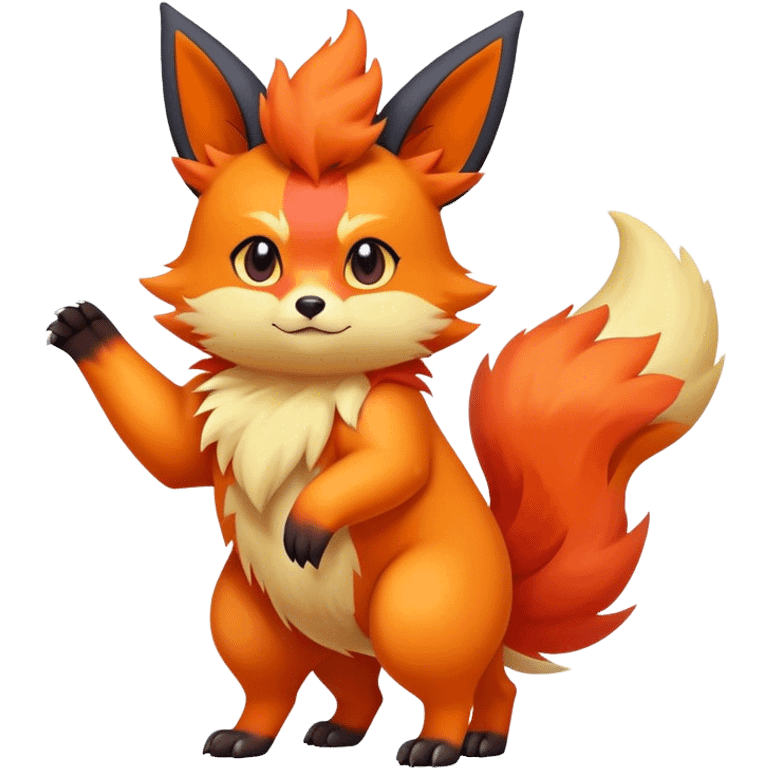 Cool cute Quilava-Litten-Flareon-animal-creature-hybrid full body emoji