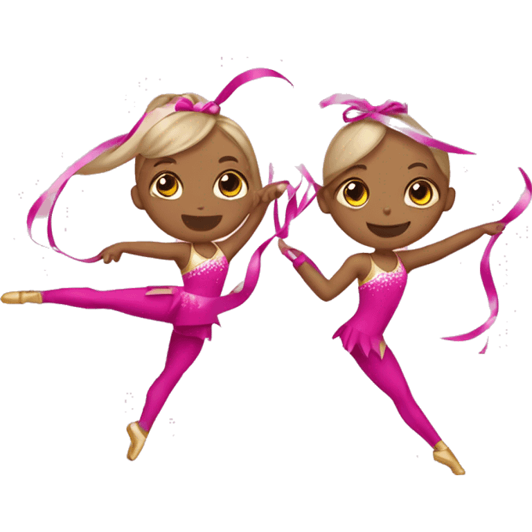 2 rhythmic gymnasts with ribbons  emoji