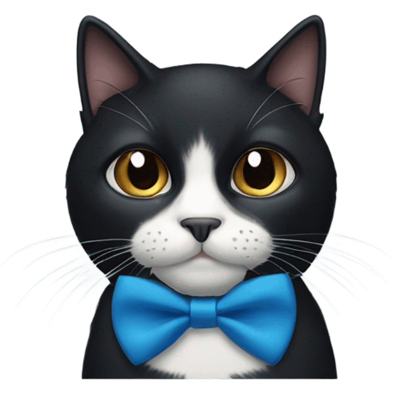 Black Cat with  black bow tie and blue eyes emoji