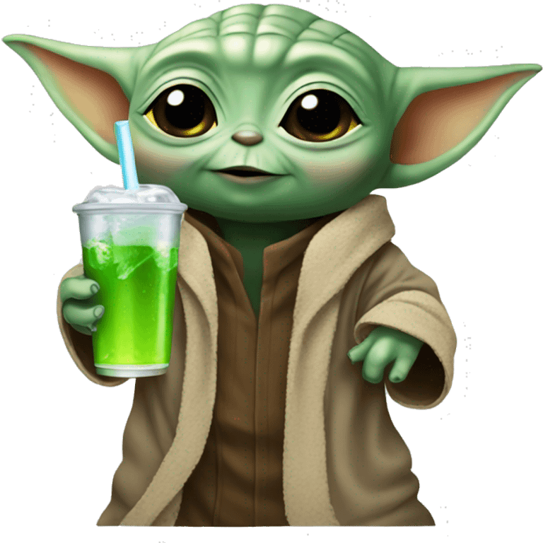 baby Yoda drinking soda emoji