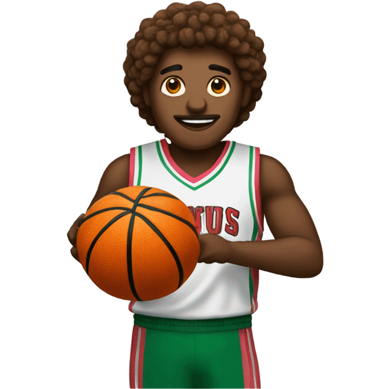  basket player with watermelon, fried chicken, and basketball in the hands emoji