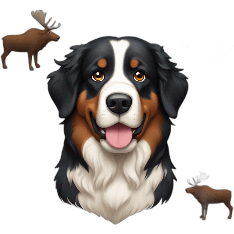 bernese mountain dog hunting moose emoji