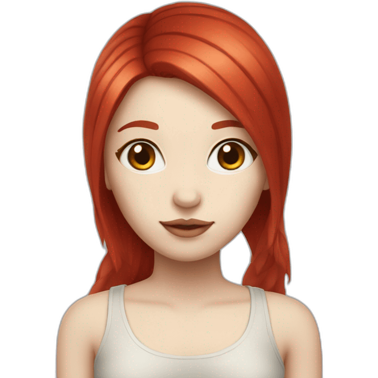 Girl with white skin and cherry red hair and black eyes emoji