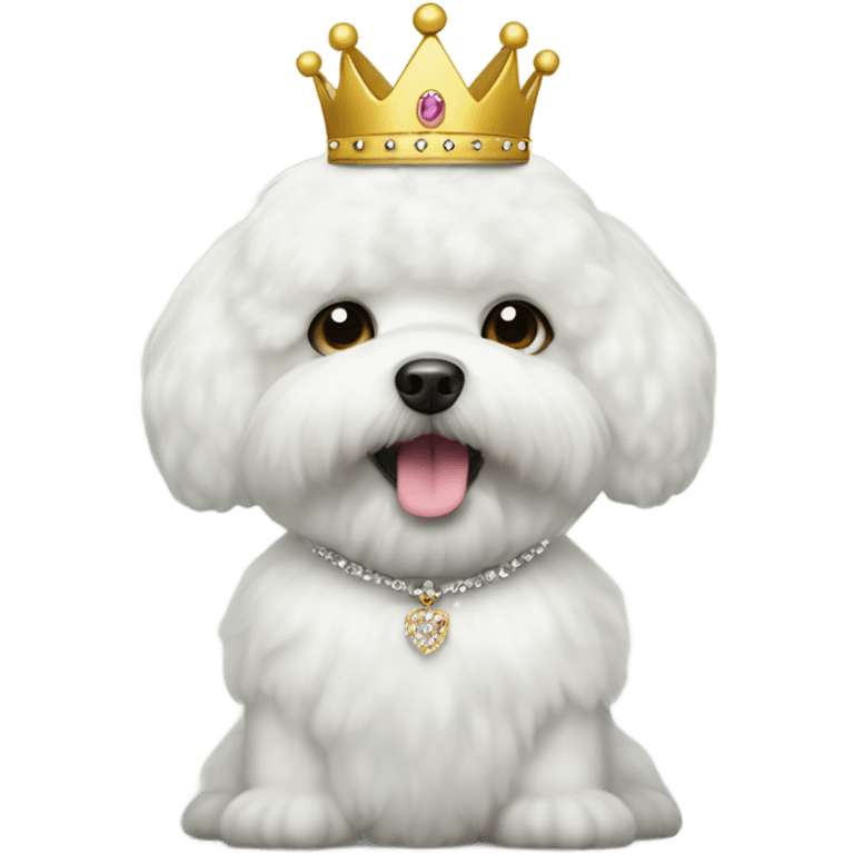 A Bichon Frise wearing a princess crown  emoji